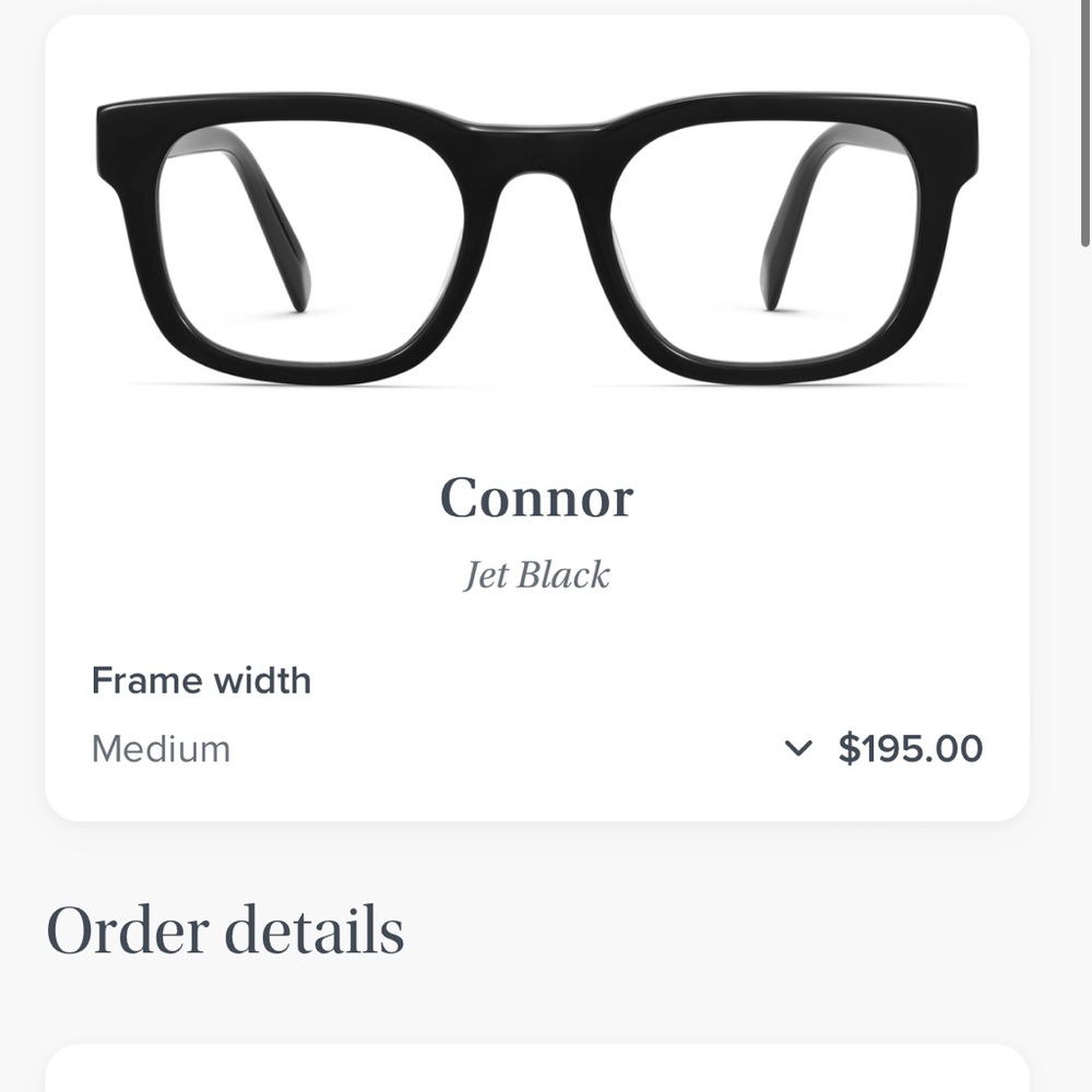 Connor glasses from Warby Parker: worn a few times and ended up disliking them